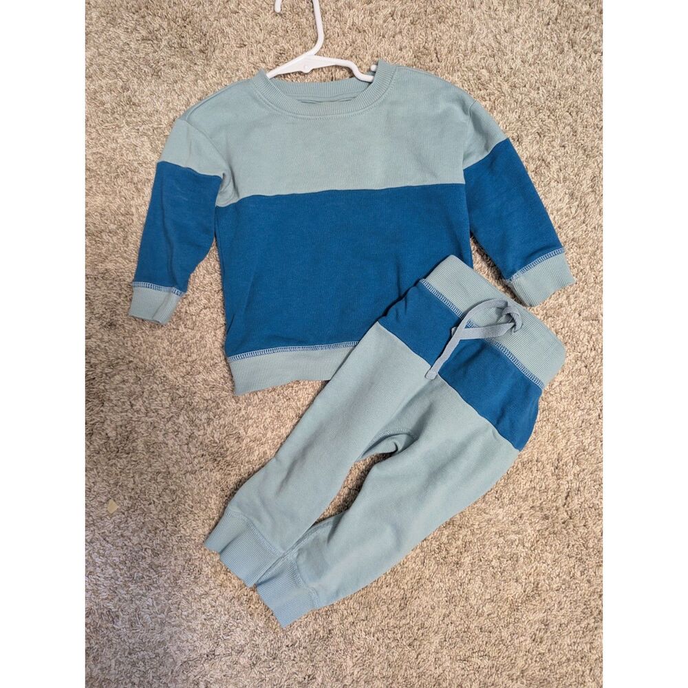 Hanna Andersson Blue Colorblock Matching Sweatshirt Set size 18-24 Months